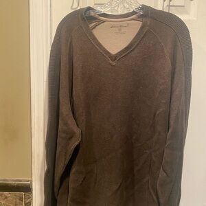 Eddie Bauer Sweater Mens Brown Long Sleeve V Neck Sweater - Size XXL